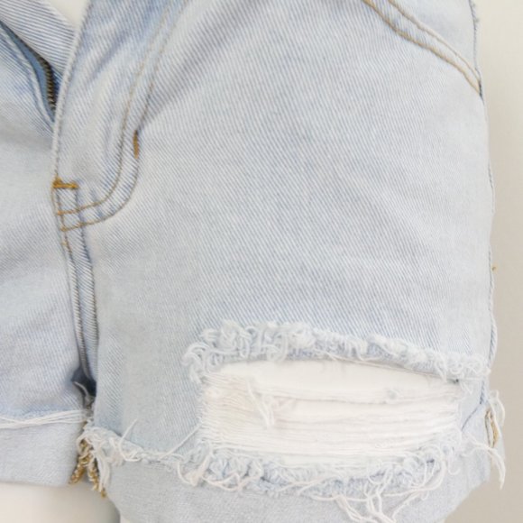 Pacsun High Waisted Mom Shorts Light Wash Distressed Woman's 23 - Picture 8 of 10